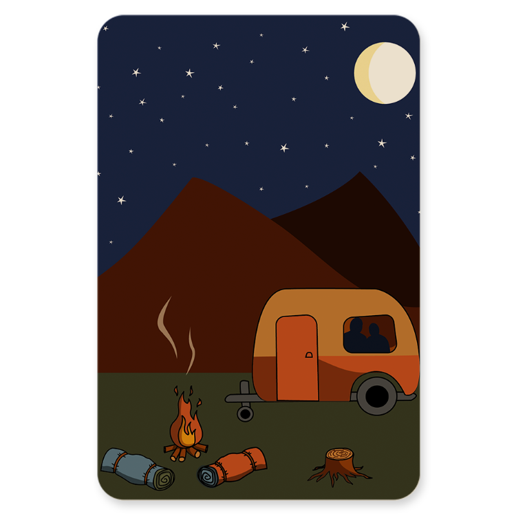 Postkaart - Kamperen caravan