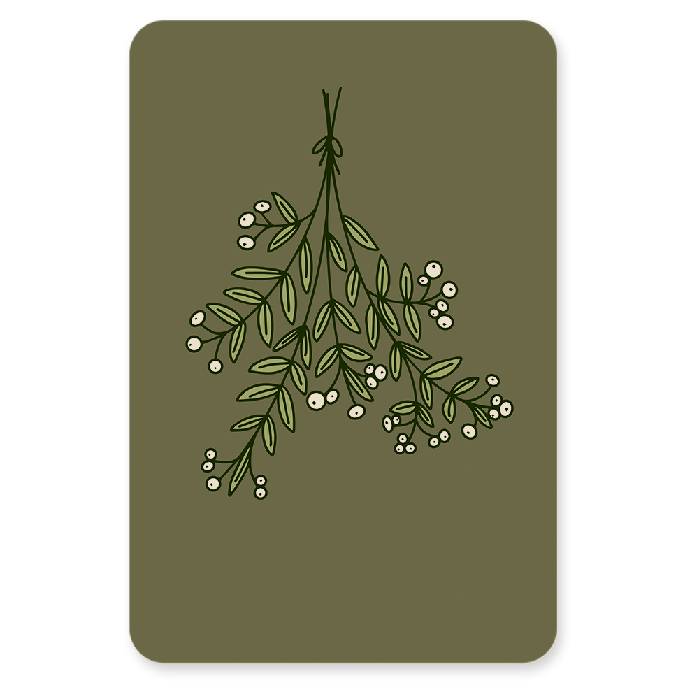 Kerstkaart - Mistletoe groen