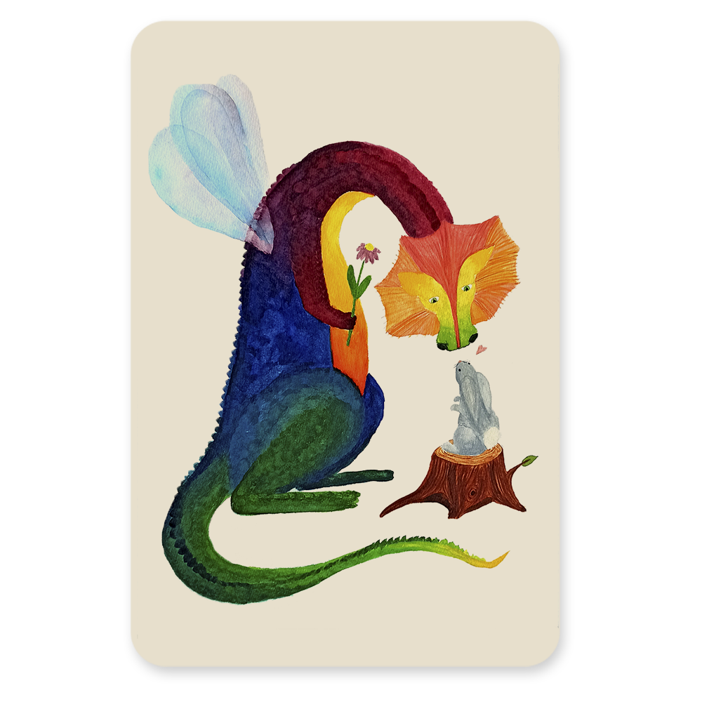 Postkaart - Regenboog draak