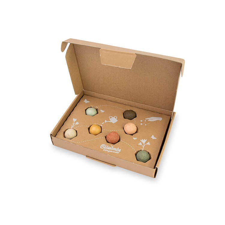 Kleine biologische geschenkdoos met 7 zaadbommen