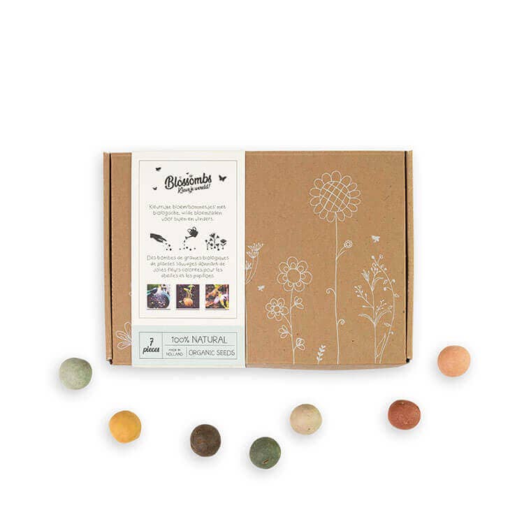 Kleine biologische geschenkdoos met 7 zaadbommen