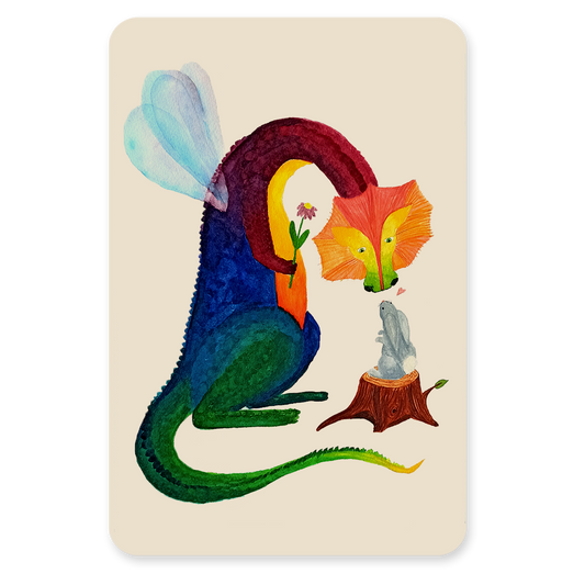 Postkaart - Regenboog draak