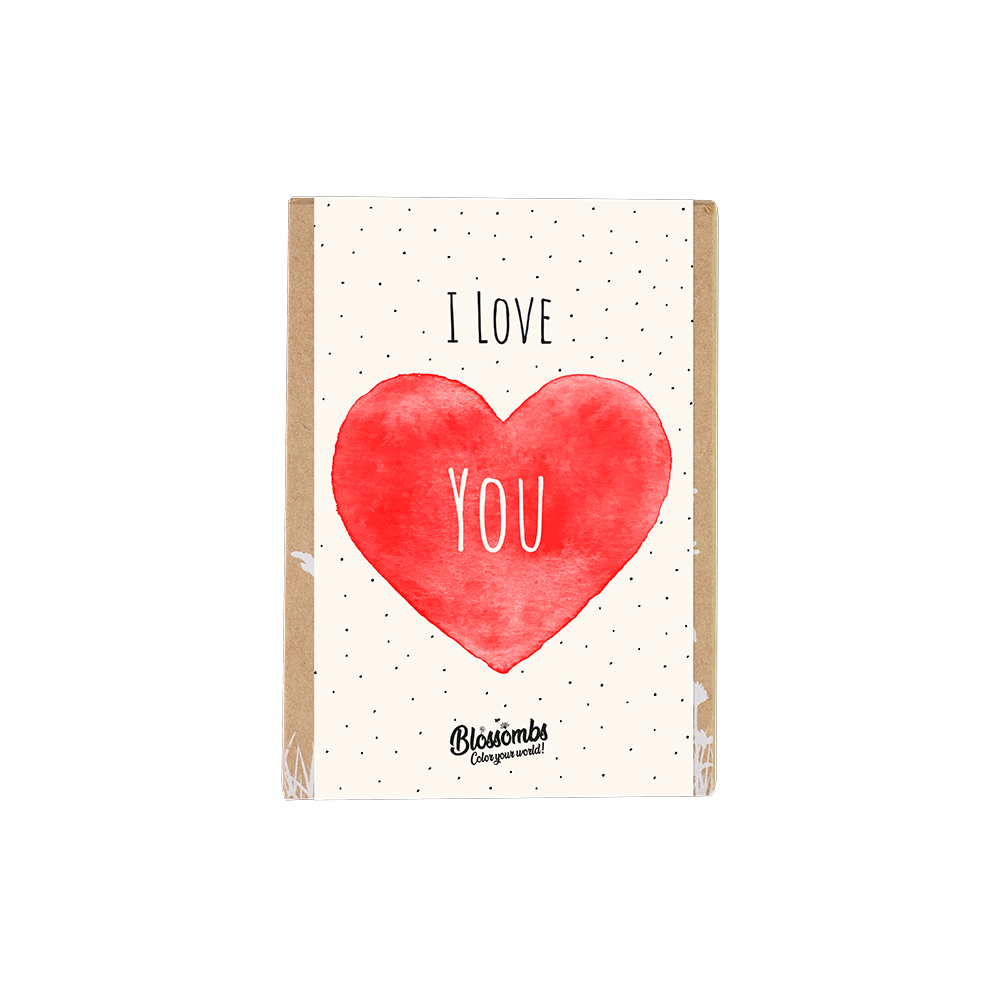 "I Love You" 4 kleurrijke bio Blossombs